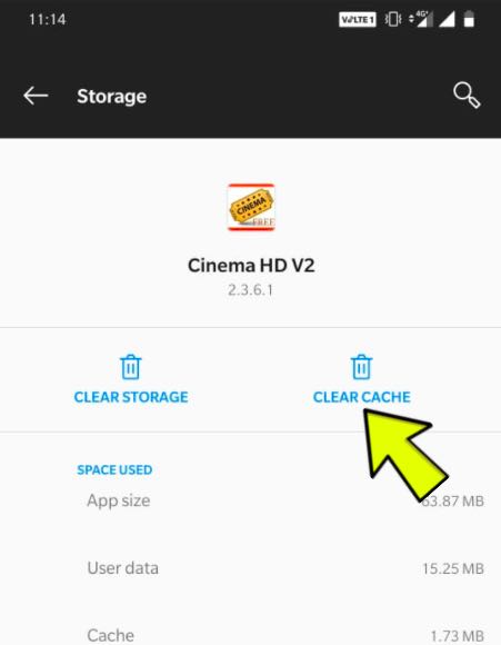 Clear cache for cinema hd screenshot