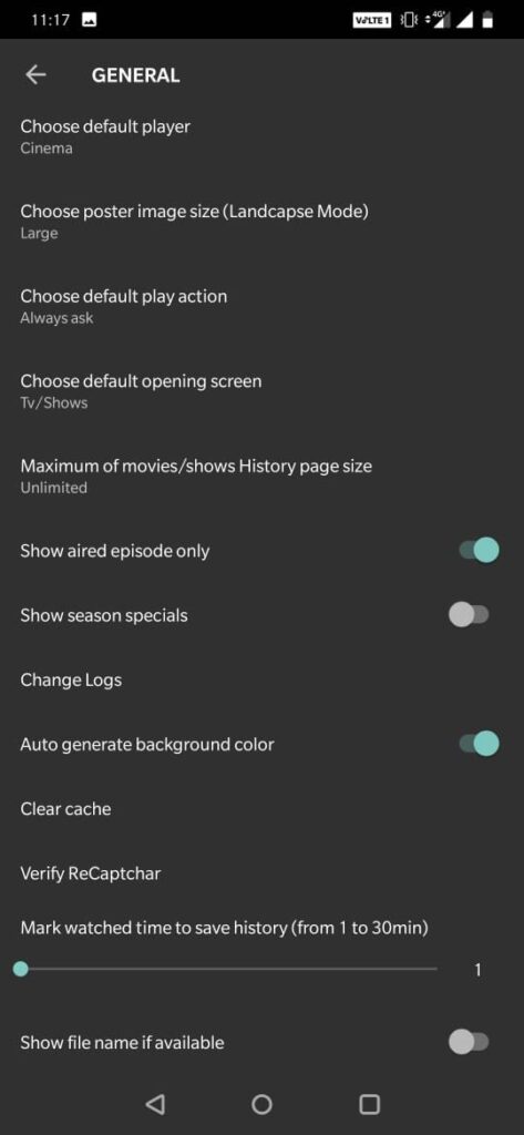 disable settings screenshot